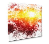 Sunset Over the Hills Watercolour Modern Canvas Wall Art Print Ready to Hang, Framed Picture for Living Room Bedroom Home Office Décor, 20x20 Inch (50x50 cm)