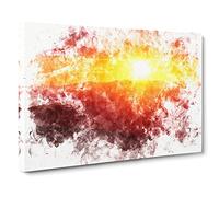 Sunset Over The Hills Watercolour Modern Canvas Wall Art Print Ready to Hang, Framed Picture for Living Room Bedroom Home Office Décor, 20x14 Inch (50x35 cm)