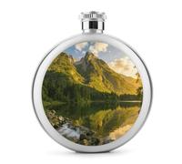 Sunset over The Mountain Range Hip Flask for Men Personalized Groomsmen Flasks Stainless Steel Whiskey Hip Flask 5 Oz Leakproof Liquor Flasks with Metal Cap for Travel Bar Party Drinker