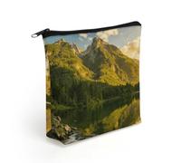 Sunset over The Mountain Range Makeup Bag with Sturdy Zipper，Linen Material Storage Bag,Large Capacity And Multi-Purpose Cosmetic Bag for Daily Life, Travel, Outings, Business Trips And Other Occasion