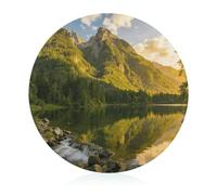 Sunset over The Mountain Range Tempered Glass Cutting Board - Easy to Clean Portable Small Butcher Block Stylish Non Slip Round Cutting Board for Kitchen Decor