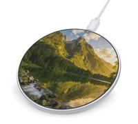 Sunset Over The Mountain Range Wireless Charger with USB Cable,Aluminum Alloy Frame 10W Max Compatible Fast Wireless Charging Pad- 3.2ft Cable Included for Travel Home Office Desk