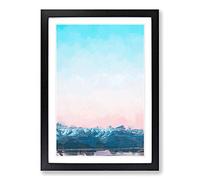 Sunset Over The Mountains in Abstract Framed Print | A2 Black Framed Wall Art | Ready to Hang | Abstract Landscape Picture | Living Room Bedroom Lounge Office