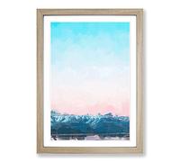 Sunset Over The Mountains in Abstract Framed Print | A2 Oak Framed Wall Art | Ready to Hang | Abstract Landscape Picture | Living Room Bedroom Lounge Office