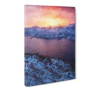 Sunset Over The Mountains In Norway Canvas Print | Gallery Wrapped 30mm Frame Wall Art | 30x20 inches | Ready to Hang | Abstract Landscape Picture | Living Room Bedroom Lounge Office