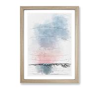 Sunset Over The Mountains Sketch Modern Framed Print | A2 Oak Framed Wall Art | Ready to Hang | Modern Landscape Picture | Living Room Bedroom Lounge Office
