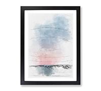 Sunset Over The Mountains Sketch Modern Framed Print | A4 Black Framed Wall Art | Ready to Hang | Modern Landscape Picture | Living Room Bedroom Lounge Office