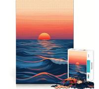 Sunset over The Ocean Hard Jigsaw Puzzle for Adults 1000 Pieces Strengthen Recall Stress Release Premium Edge Fine Art Piece (38x26cm)