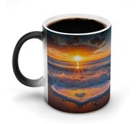 Sunset Over The Ocean Love Cute Color Changing Mug Ceramic Heat Sensitive Mugs Magic Coffee Cup with Handle 12 Oz