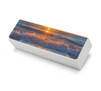Sunset over The Ocean Love Funny Glasses Case Hard Shell Eyeglasses Case Protector with Cleaning Cloth for Women Men