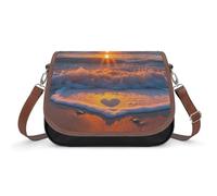Sunset over The Ocean Love Women's Crossbody Bag Fashion Shoulder Handbags Message Tote Bag with Adjustable Strap