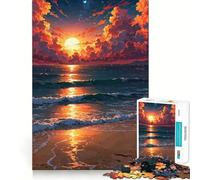 Sunset over The Ocean with Clouds 1000 Piece Jigsaws for Teenagers Puzzle Wise Think Toy Simple Fun Tight Cut Santa Wish Pick (50x75cm)