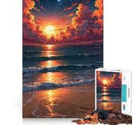 Sunset over The Ocean with Clouds Puzzles for Adults 1000 Pieces Brain Challenge Toy Calm Mind Clear Cut Art Collection Piece (38x26cm)