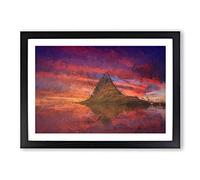 Sunset Over The Rock in Abstract Framed Print | A2 Black Framed Wall Art | Ready to Hang | Abstract Landscape Picture | Living Room Bedroom Lounge Office
