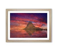Sunset Over The Rock in Abstract Framed Print | A2 Oak Framed Wall Art | Ready to Hang | Abstract Landscape Picture | Living Room Bedroom Lounge Office