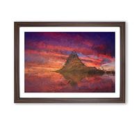 Sunset Over The Rock in Abstract Framed Print | A2 Walnut Framed Wall Art | Ready to Hang | Abstract Landscape Picture | Living Room Bedroom Lounge Office