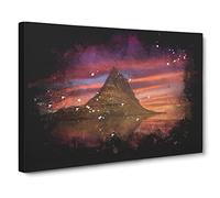 Sunset Over The Rock Paint Splash Canvas Print | Gallery Wrapped 30mm Frame Wall Art | 20x14 inches | Ready to Hang | Modern Landscape Picture | Living Room Bedroom Lounge Office