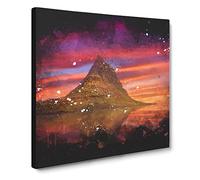 Sunset Over the Rock Paint Splash Canvas Print | Gallery Wrapped 30mm Frame Wall Art | 20x20 inches | Ready to Hang | Modern Landscape Picture | Living Room Bedroom Lounge Office