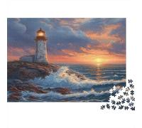 Sunset over The Sea - Lighthouse Rätsel Für Erwachsene || 1000pcs (75x50cm) Puzzles Lernspiele Home Decor Puzzles