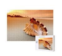 Sunset Over The Sea The Shell Conch,300 Pieces Wooden Jigsaw Family Game Jigsaw Puzzles for Adults Teens Home Decor