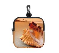 Sunset Over The Sea The Shell Conch, Square Zipper Storage Bag, Neoprene Coin Purse, Small Wallets, Change Pouch, Change Purse