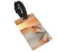 Sunset Over The Sea with The Shell Conch Luggage Tags Suitcases Handbag Tag Labels with Name Id Quickly Identify Travel Essential