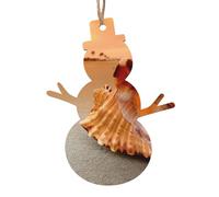 Sunset Over The Sea with The Shell Conch Printed Snowman Shape Xmas Ornaments 1 Pcs, Christmas wooden pendant Hanging for Xmas Tree Home Indoor Outdoor Decor