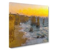 Sunset Over the Twelve Apostles Canvas Print | Gallery Wrapped 30mm Frame Wall Art | 20x20 inches | Ready to Hang | Abstract Landscape Picture | Living Room Bedroom Lounge Office