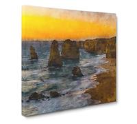 Sunset Over the Twelve Apostles Canvas Print | Gallery Wrapped 30mm Frame Wall Art | 20x20 inches | Ready to Hang | Abstract Landscape Picture | Living Room Bedroom Lounge Office