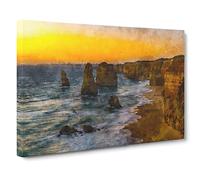 Sunset Over the Twelve Apostles Canvas Print | Gallery Wrapped 30mm Frame Wall Art | 30x20 inches | Ready to Hang | Abstract Landscape Picture | Living Room Bedroom Lounge Office