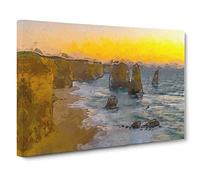 Sunset Over The Twelve Apostles Canvas Print | Gallery Wrapped 30mm Frame Wall Art | 30x20 inches | Ready to Hang | Modern Landscape Picture | Living Room Bedroom Lounge Office