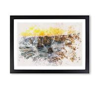 Sunset Over The Twelve Apostles Watercolour Framed Print | A2 Black Framed Wall Art | Ready to Hang | Modern Landscape Picture | Living Room Bedroom Lounge Office