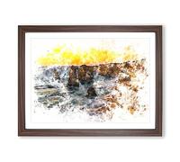 Sunset Over The Twelve Apostles Watercolour Modern Framed Print | A3 Walnut Framed Wall Art | Ready to Hang | Modern Landscape Picture | Living Room Bedroom Lounge Office