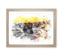 Sunset Over The Twelve Apostles Watercolour Modern Framed Print | A4 Oak Framed Wall Art | Ready to Hang | Modern Landscape Picture | Living Room Bedroom Lounge Office