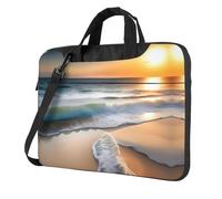 Sunset over the waves 14 inch Printing laptop crossbody bag and briefcase, easy to carry for business trips and work