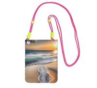 Sunset over the waves Crossbody Mobile Phone Bag Fuchusia for Women, Fashionable and Adjustable, Lightweight for Daily Use