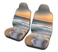 Sunset Over The Waves Dua Sarung JOK Mobil,& Sarung JOK Mobil Depan, Cocok Untuk Sebagian Besar Mobil, SUV, Truk, Van, Dll.