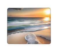 Sunset Over The Waves Square Waterproof Non-Slip Rubber Base Mouse Mat for Office Laptop,Laptop Wireless Mouse Home Office Travel 7.9 X 9.5 in