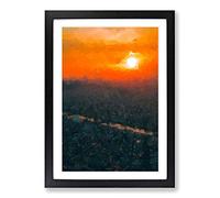 Sunset Over Tokyo in Abstract Framed Print | A2 Black Framed Wall Art | Ready to Hang | Abstract Landscape Picture | Living Room Bedroom Lounge Office