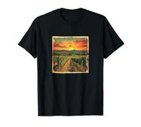 Sunset Over Vineyard Landscape Vintage Graphic T-Shirt