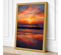 Sunset Over Water Coastal Canvas Wall Art Print 36x24 Inch (91 x 61 cm)