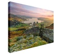Sunset over Windermere in the Lake District | 20x30 Canvas Wall Art Print - Long Lasting Wooden Frames