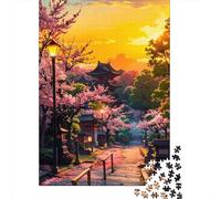Sunset Pagoda 1000-Piece Jigsaw Puzzle for Adults, 38x26cm/1000pcs, Smooth White Cardboard Pieces; Easy to Pause And Continue Later