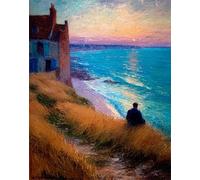 Sunset Paint by Numbers for Adults Beach Paint by Numbers Kits on Canvas with 3 Brush and Acrylic Paints, 5D DIY Color Painting Craft Kits for Adults UK with Frame for Home Wall Decor 20x28in F-512