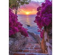 Sunset Paint by Numbers for Adults Beach Paint by Numbers Kits on Canvas with 3 Brush and Acrylic Paints, 5D DIY Color Painting Craft Kits for Adults UK with Frame for Home Wall Decor 20x28in F-521
