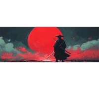 Sunset Paint by Numbers for Adults Beginners, 22x65 Inch Large Paint by Numbers Samurai, Easy DIY Acrylic Oil Painting by Numbers for All Ages Crafts for Home Wall Decor Gift (Without Frame) -H950