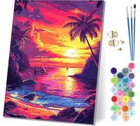 Sunset Paint by Numbers for Adults, Landscape Paint by Numbers Kits On Canvas, Easy DIY Color Oil Painting Acrylic Paints with Brushes, Hobbies for Adults Women, Home Wall Decor 28x38 inch J-5440