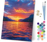 Sunset Paint by Numbers for Adults, Landscape Paint by Numbers Kits On Canvas, Easy DIY Color Oil Painting Acrylic Paints with Brushes, Hobbies for Adults Women, Home Wall Decor 20x26 inch 6-1040
