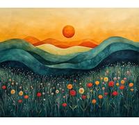 Sunset Paint by Numbers for Adults, Landscape Paint by Numbers Kits with Acrylic Paints and Brushes, Without Frame DIY Digital Painting for Beginner, 28x38in Color Oil Painting for Home Decor x-z311
