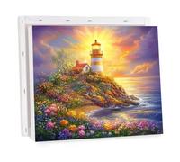 Sunset Paint by Numbers for Adults, Lighthouse Paint by Numbers on Canvas with Frame, DIY Acrylic Oil Painting Kits with Brushes, Painting by Number for Adults Beginners, Room Decor 24x24 inch 0k-284